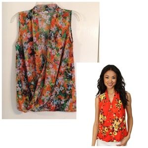 Kut from the Kloth Wrap Blouse - Orange Floral